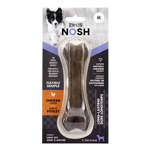 Picture of TOY DOG ZEUS NOSH PUPPY FLEXIBLE NYLON CHEW BONE Chicken - 6in