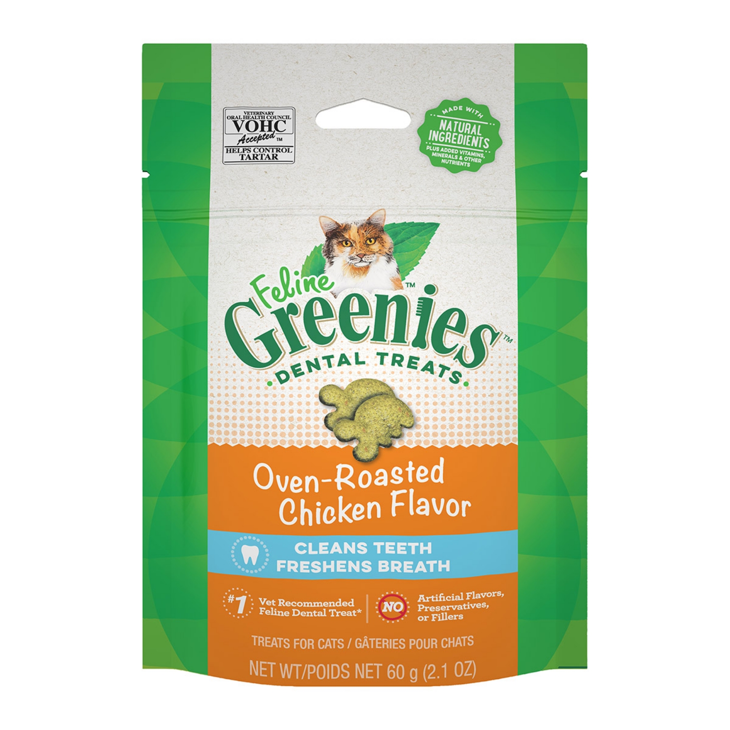 Picture of GREENIE FELINE DENTAL TREAT Oven Roasted Chicken - 2.1oz/60g