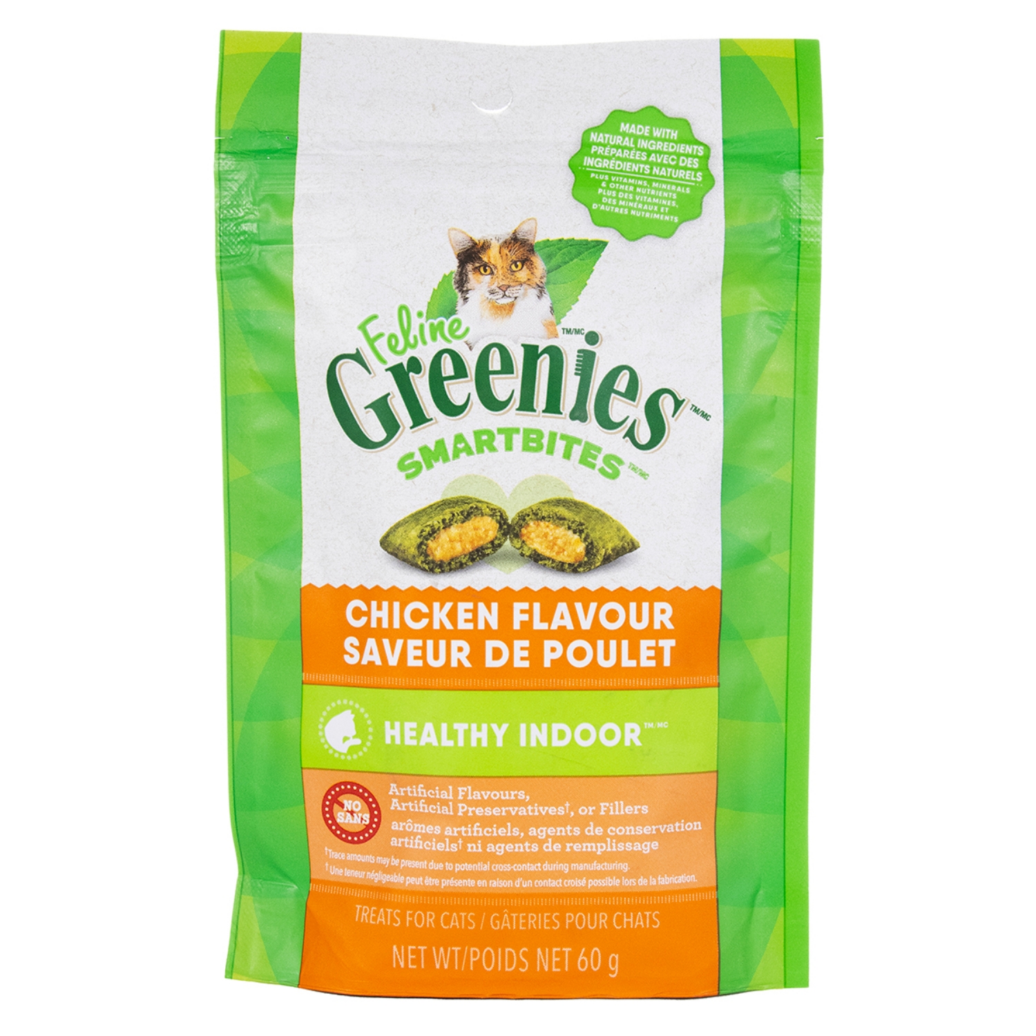 Picture of GREENIES FELINE SMARTBITES Healthy Indoor Cat Treats – Chicken flavour - 2.1oz/60g