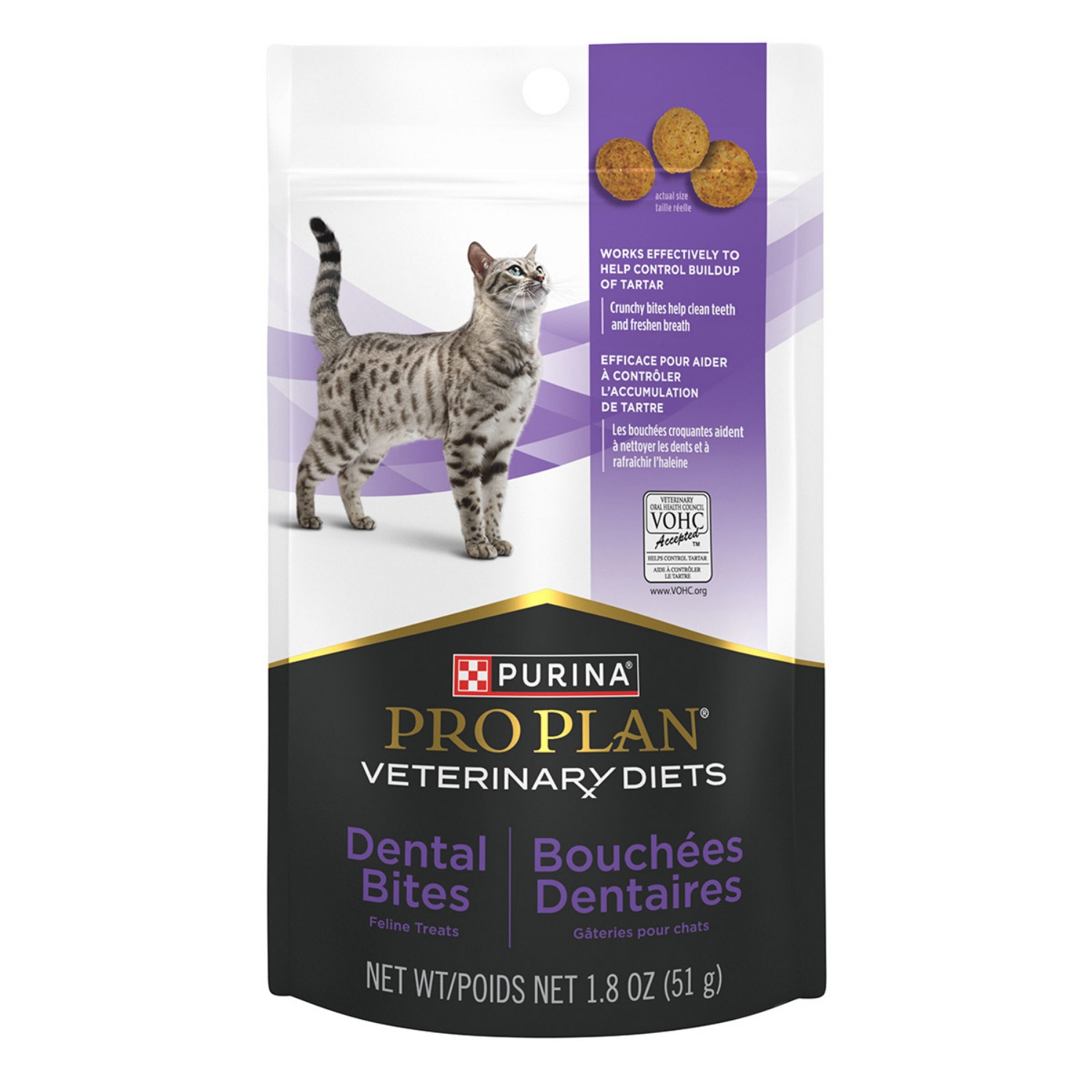 Picture of Purina Pro Plan OM (Weight Management) Dental Bites Veterinary Cat Treats- 51gm