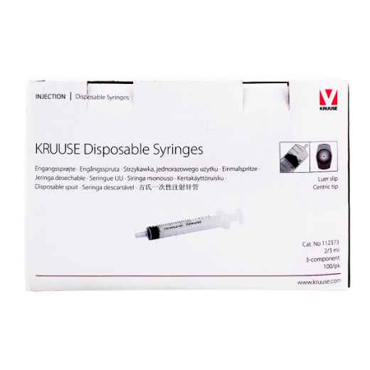 Picture of SYRINGE Kruuse Disposable 2/3cc Luer Slip Tip - 100's
