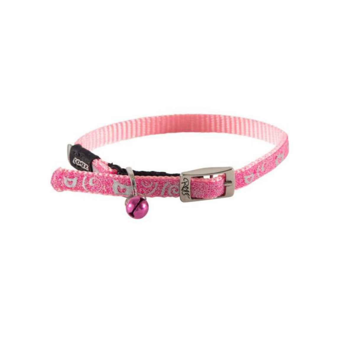 Picture of COLLAR FELINE ROGZ SAFETY PIN BUCKLE SPARKLECAT Adjustable Pink - 1/4in x 10-12in