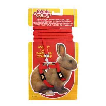 Picture of RABBIT HARNESS & LEAD SET Living World (60855) - Red
