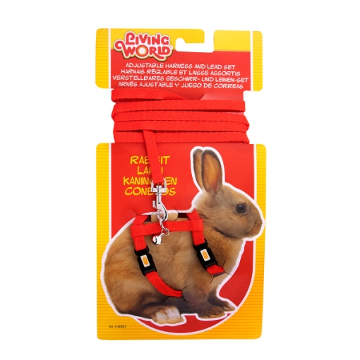 Picture of HARNESS & LEAD SET RABBIT Living World (60855) - Red