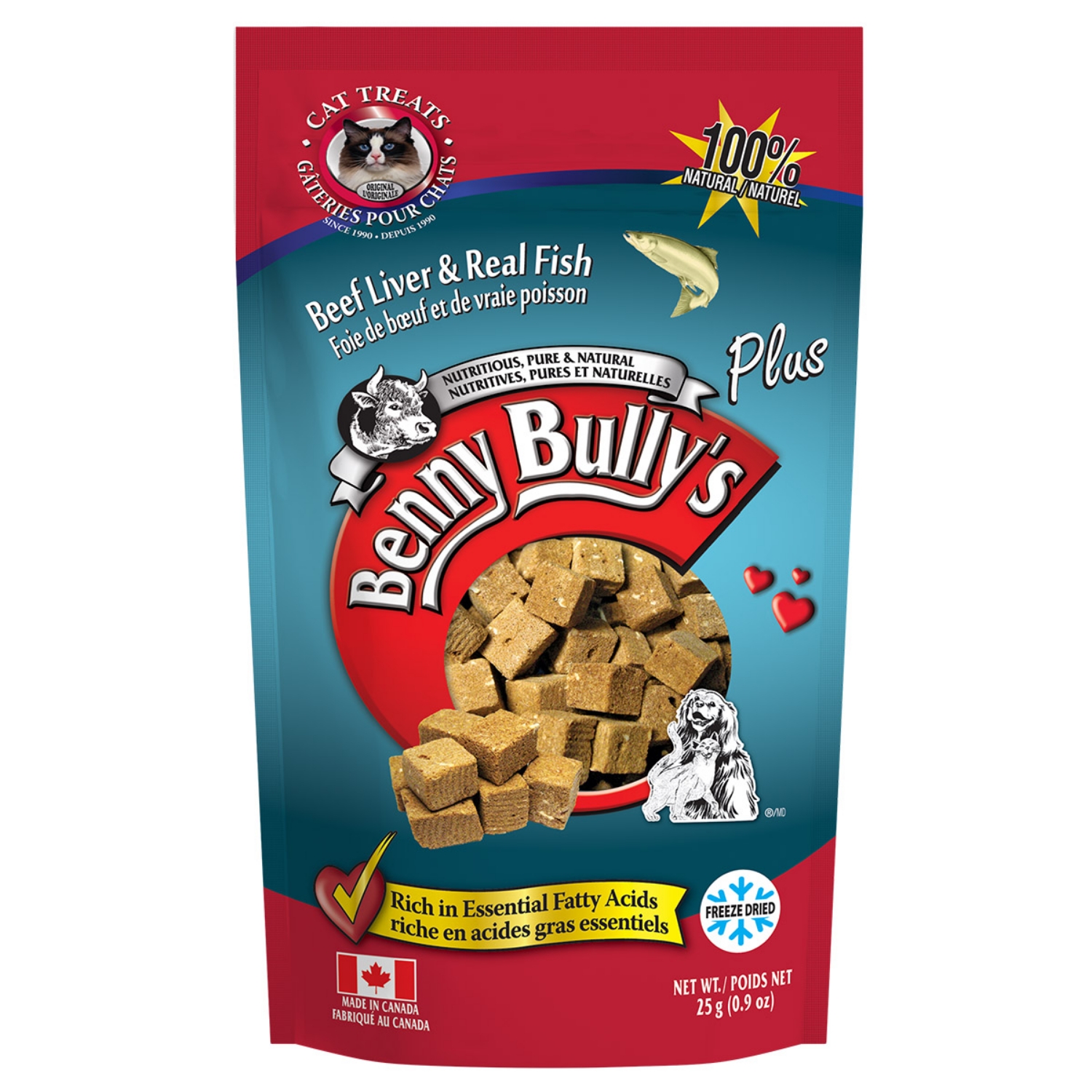 Picture of BENNY BULLY'S PLUS Real Beef Liver & Fish Freeze Dried Raw Cat Treats - 0.9oz/25g