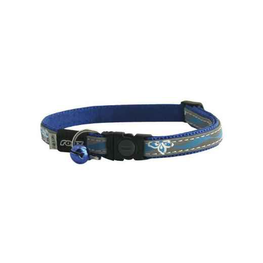 Picture of COLLAR FELINE ROGZ BREAK AWAY NIGHTCAT Adjustable Grey/Blue Flower - 3/8in x 8-12in