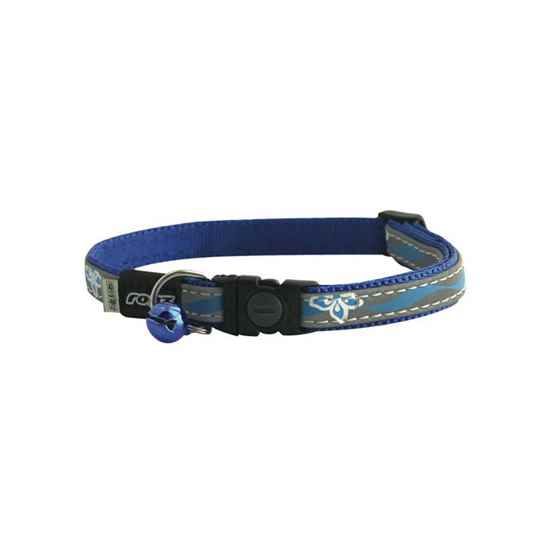 Picture of COLLAR FELINE ROGZ BREAK AWAY NIGHTCAT Adjustable Grey/Blue Flower - 3/8in x 8-12in