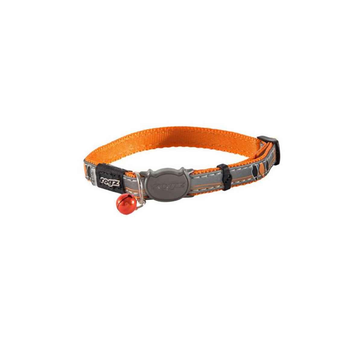 Picture of COLLAR FELINE ROGZ BREAK AWAY NIGHTCAT Adjustable Grey/Orange Birds - 3/8in x 8-12in