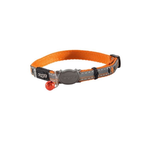 Picture of COLLAR FELINE ROGZ BREAK AWAY NIGHTCAT Adjustable Grey/Orange Birds - 3/8in x 8-12in