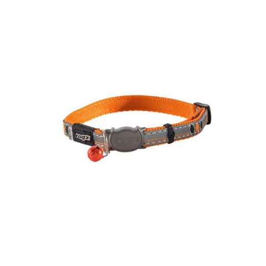 Picture of COLLAR FELINE ROGZ BREAK AWAY NIGHTCAT Adjustable Grey/Orange Birds - 3/8in x 8-12in