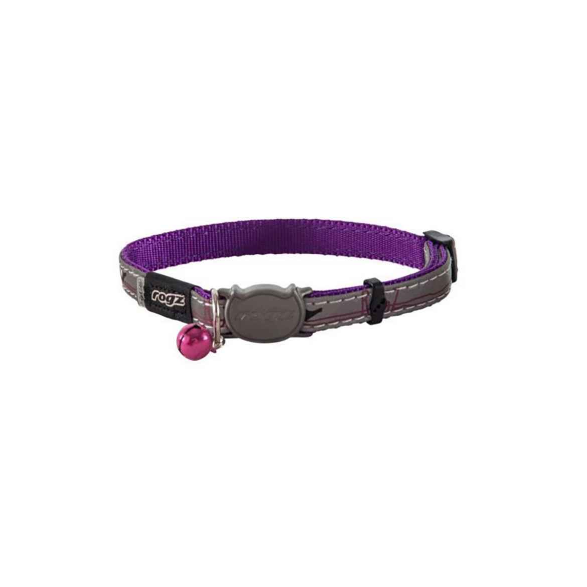 Picture of COLLAR FELINE ROGZ BREAK AWAY NIGHTCAT Adjustable Grey/Purple Birds - 3/8in x 8-12in