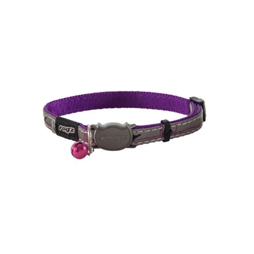 Picture of COLLAR FELINE ROGZ BREAK AWAY NIGHTCAT Adjustable Grey/Purple Birds - 3/8in x 8-12in