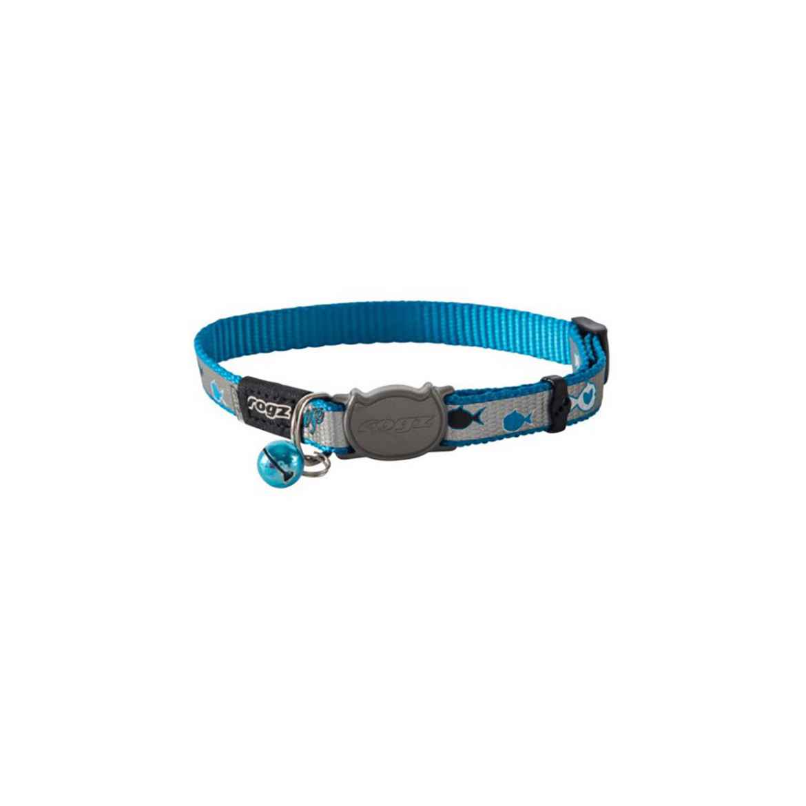 Picture of COLLAR FELINE ROGZ BREAK AWAY REFLECTOCAT Adjustable Blue Fish - 3/8in x 8-12in