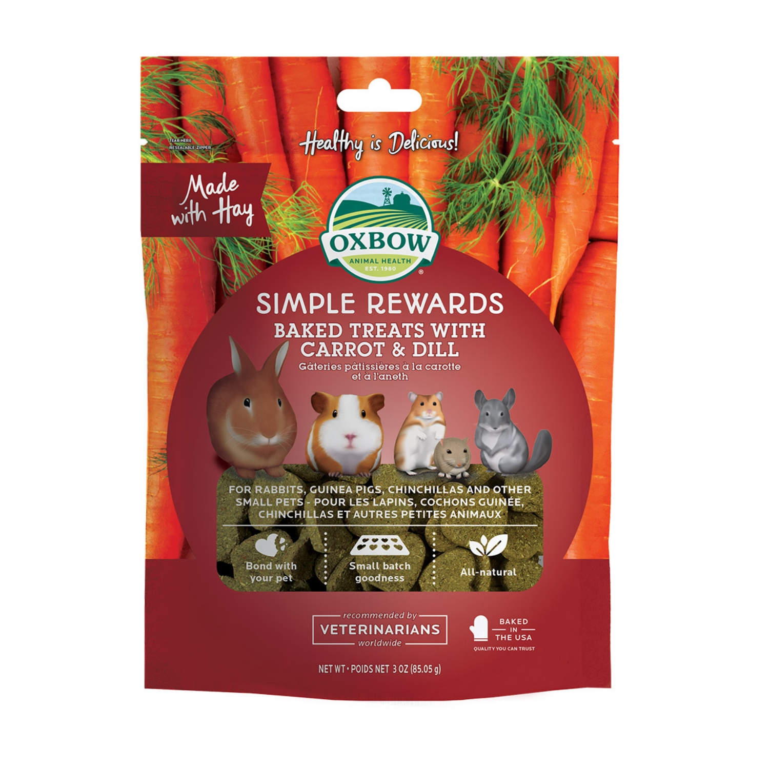 Picture of OXBOW Simple Rewards Baked Small Pet Treats | Carrot & Dill  - 85.05g/3oz