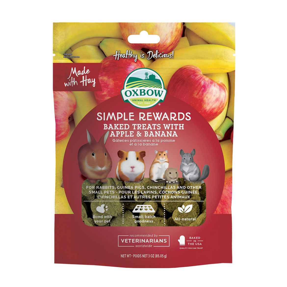 Picture of OXBOW SIMPLE REWARDS BAKED TREATS with  APPLE & BANANA - 85.05g/3oz