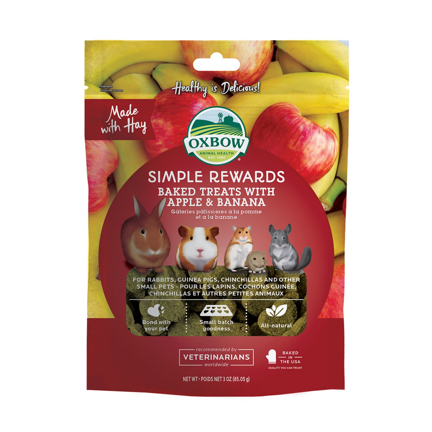 Picture of OXBOW Simple Rewards Baked Small Pet Treats | Apple & Banana - 85.05g/3oz