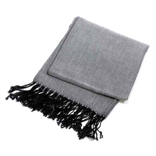 Picture of BACK ON TRACK HUMAN SCARF DARK GREY with BLACK TASSELS