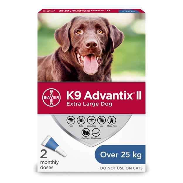 Picture of K9 ADVANTIX II X-LARGE DOG (over 25kg) 2 monthly doses (su12)