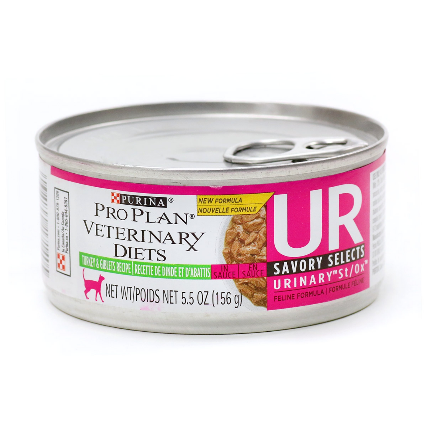 Picture of Purina Pro Plan Veterinary Diet UR (Urinary ST/OX Management) Turkey Formula Wet Cat Food -24 X 156gm Cans