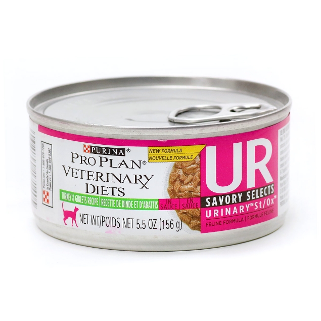 Picture of Purina Pro Plan Veterinary Diet UR (Urinary ST/OX Management) Turkey Formula Wet Cat Food -24 X 156gm Cans
