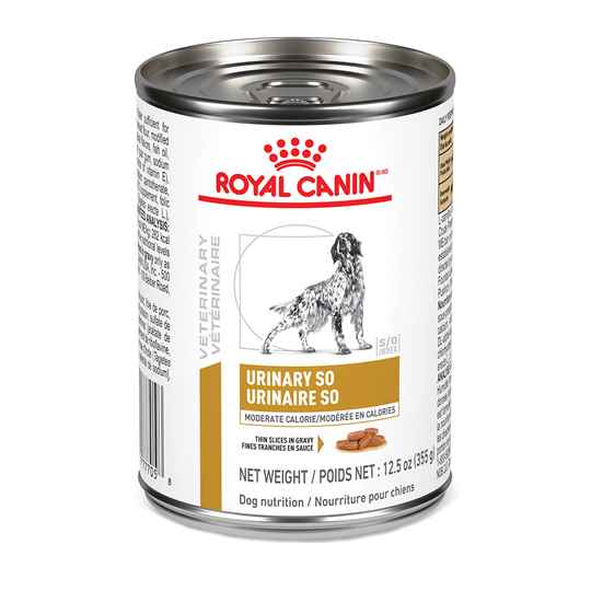 Picture of CANINE RC URINARY SO MODERATE CALORIE THIN SLICES - 12 x 355gm cans