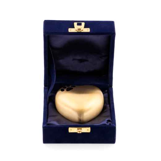 Picture of CREMATION Urn Paw Print Classic Brass (0316PPH) - Heart Shape