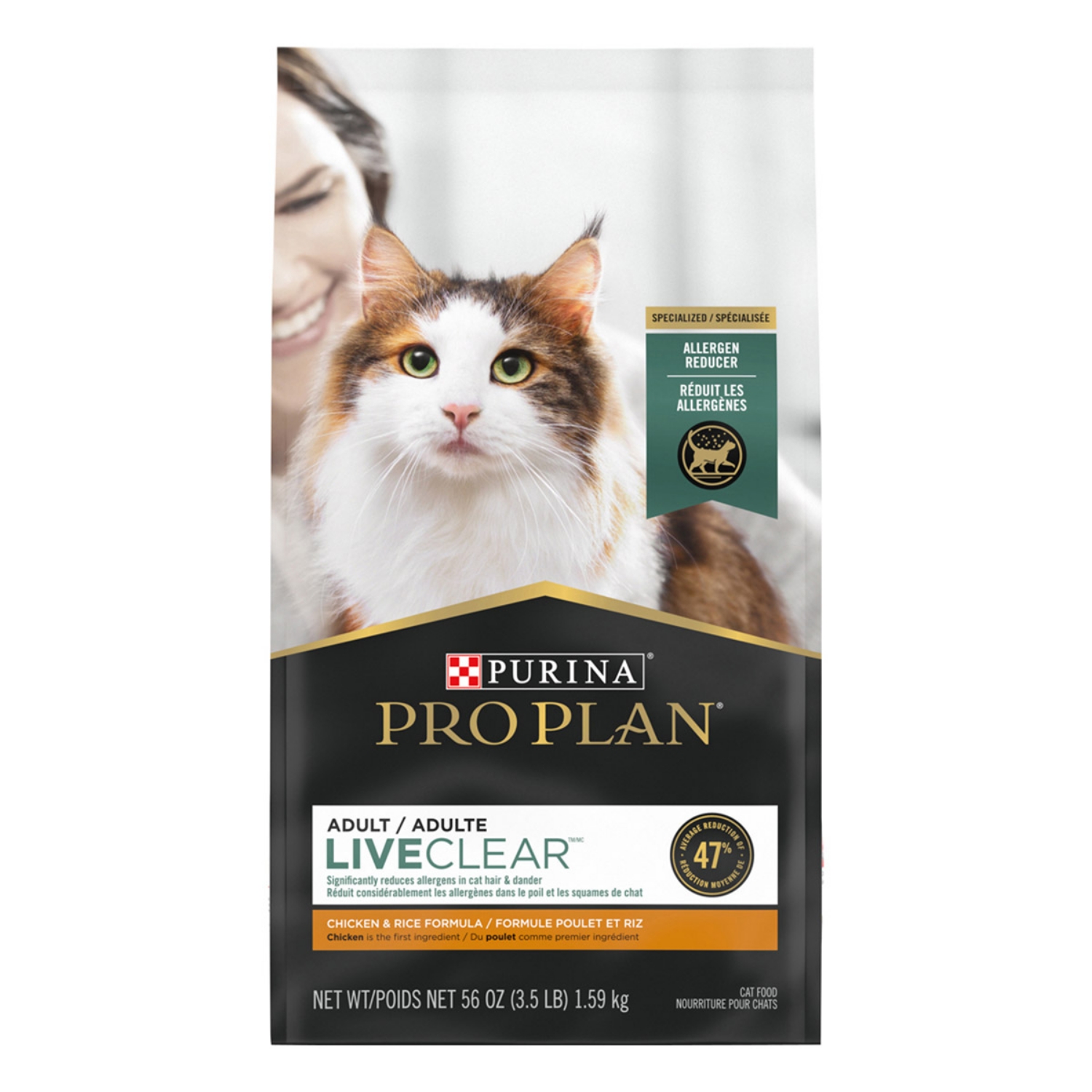 Picture of Purina Pro Plan Liveclear Allergen Reducing  Adult Chicken & Rice Dry Cat Food - 1.59kg