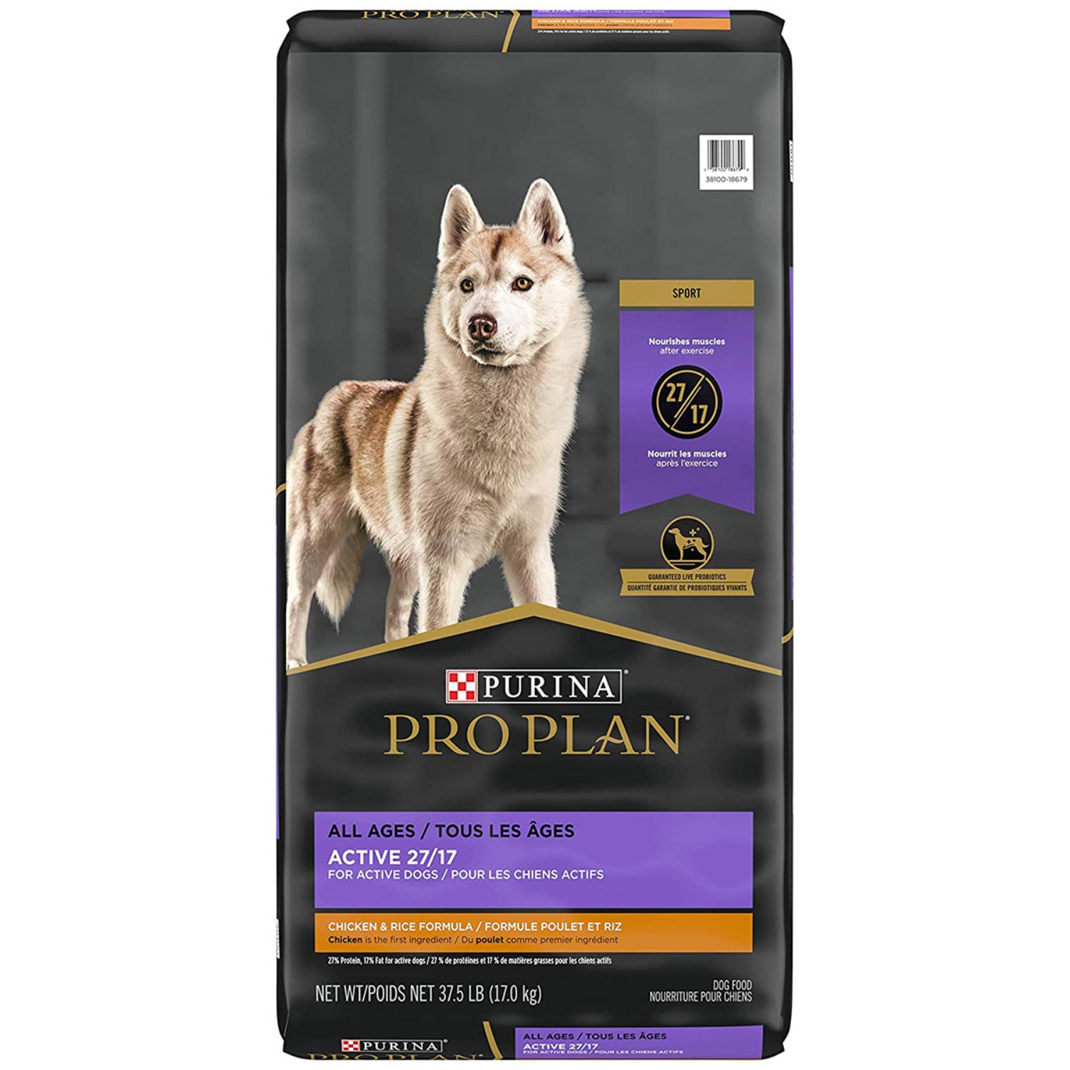 Picture of Purina Pro Plan Active 27/17 Adult Chicken & Rice Dry Dog Food- 17kg
