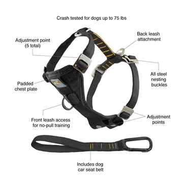 Picture of HARNESS KURGO Enhanced Strength Tru-Fit with Tether Black  - Medium