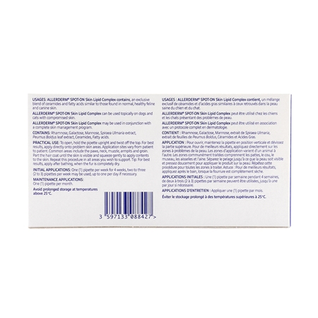 Picture of ALLERDERM SPOT-ON SKIN LIPID COMP.  SM. DOGS/ CATS - 6 x 2ml
