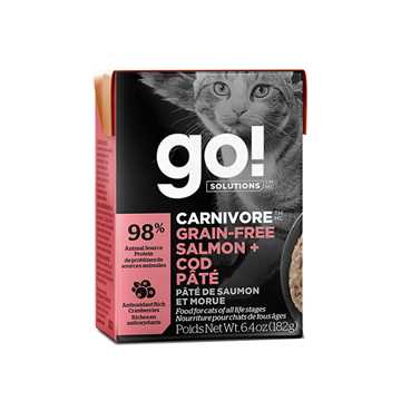 Picture of GO! CAT CARNIVORE GF Salmon & Cod Pate Tetra Pak - 24 x 182g/6.4oz