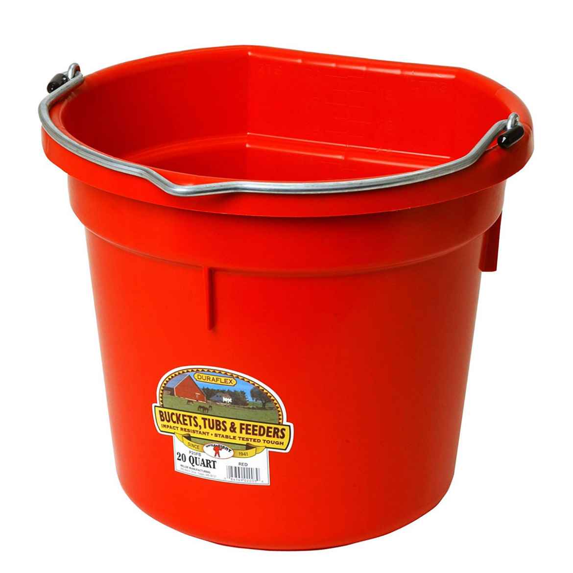 Picture of BUCKET PLASTIC FLATBACK RED - 20 Quart/18.9 Litre