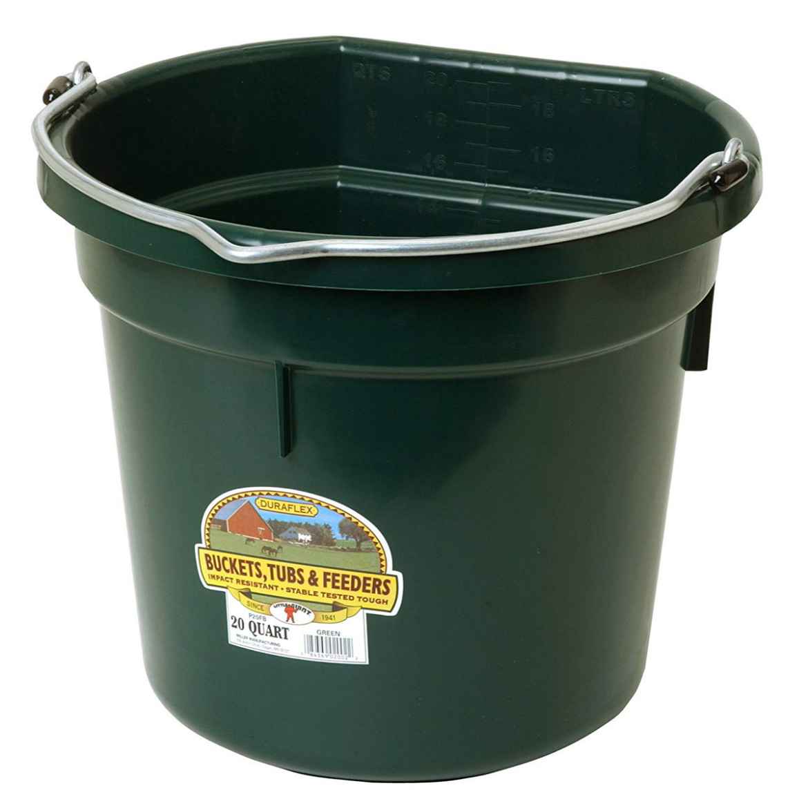 Picture of BUCKET PLASTIC FLATBACK GREEN - 20 Quart/18.9 Litre