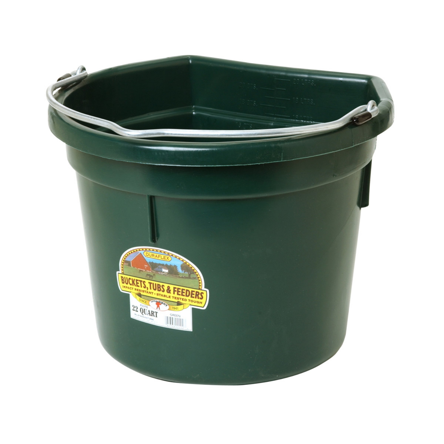 Picture of BUCKET PLASTIC FLATBACK GREEN - 22 Quart/20.8 Litre