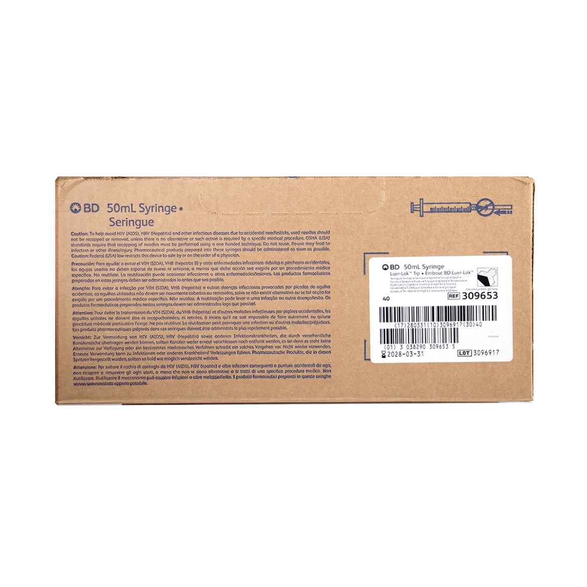 Picture of SYRINGE BD 50cc LUER LOCK TIP - 40's