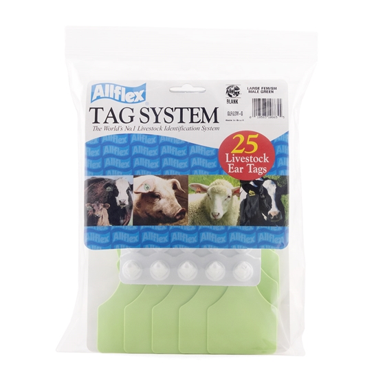 Picture of ALLFLEX TAG GLOBAL LARGE BLANK GREEN - 25`s