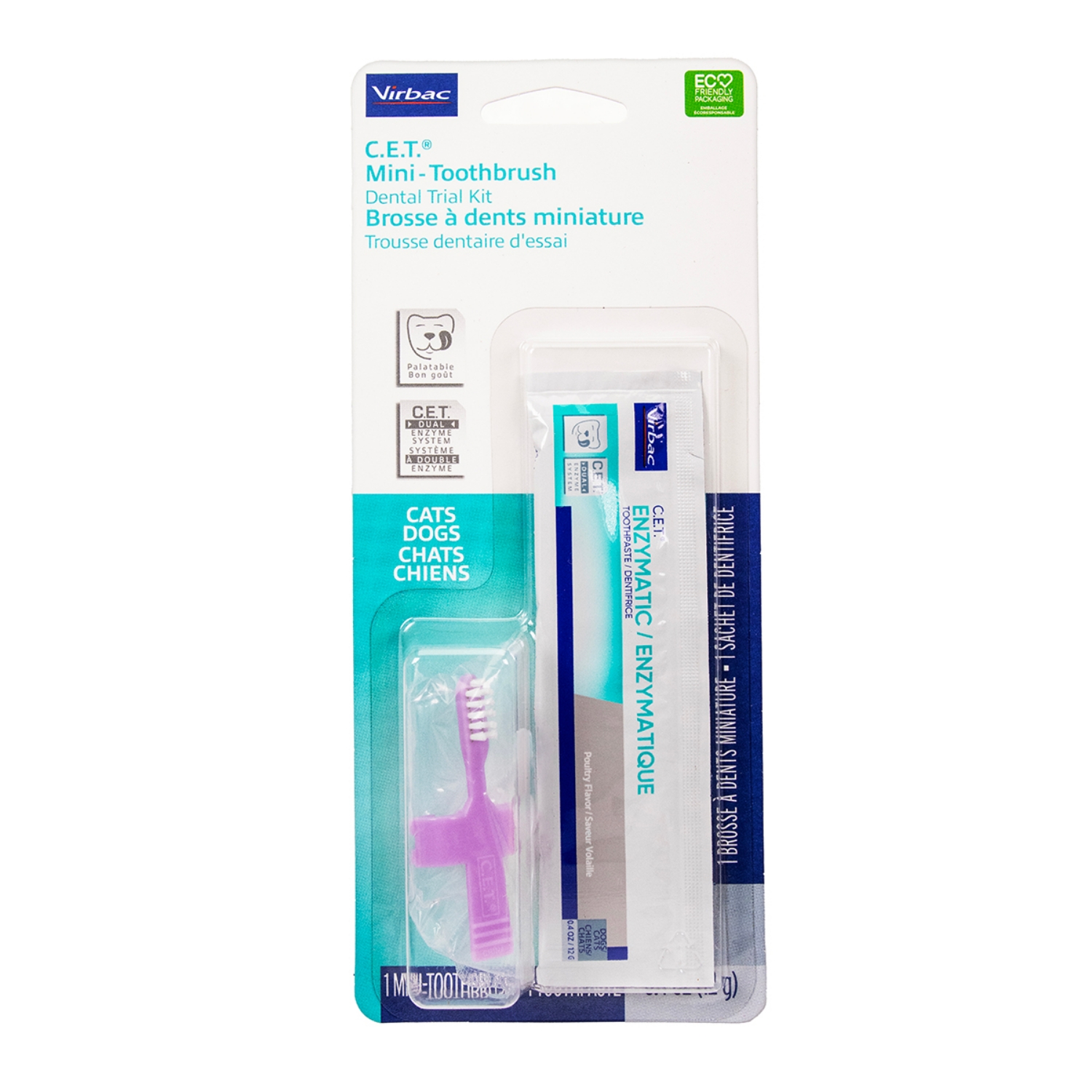 Picture of CET MINI TOOTHBRUSH w/ POULTRY TRIAL TOOTHPASTE (CET302) - 0.4oz/12g (SU144)
