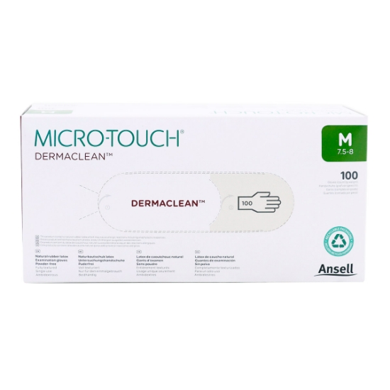 Picture of GLOVES EXAM ANSELL MICRO TOUCH DERMACLEAN LTX PF Medium - 100s