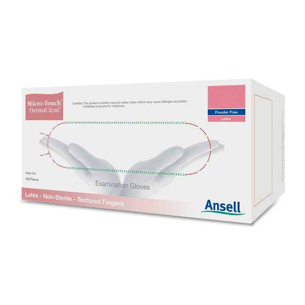 Picture of GLOVES EXAM ANSELL MICRO TOUCH DERMACLEAN LTX PF Medium - 100s