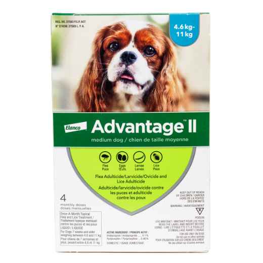 Picture of ADVANTAGE II TEAL 4 x 1ml DOG 4.6kg - 11kg - 4's (su12)