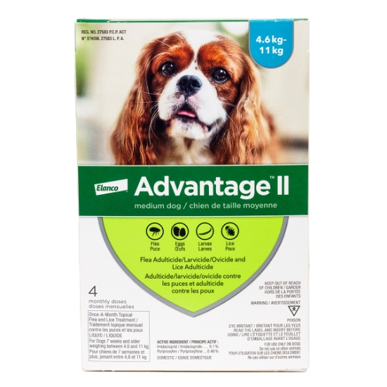 Picture of ADVANTAGE II TEAL 4 x 1ml DOG 4.6kg - 11kg - 4's (su12)