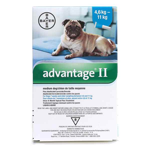 Picture of ADVANTAGE II TEAL 4 x 1ml DOG 4.6kg - 11kg - 4's (su12)