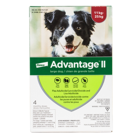 Picture of ADVANTAGE II RED 4 x 2.5ml DOG 11kg - 25kg - 4's (su12)