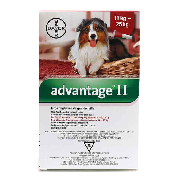 Picture of ADVANTAGE II RED 4 x 2.5ml DOG 11kg - 25kg - 4's (su12)