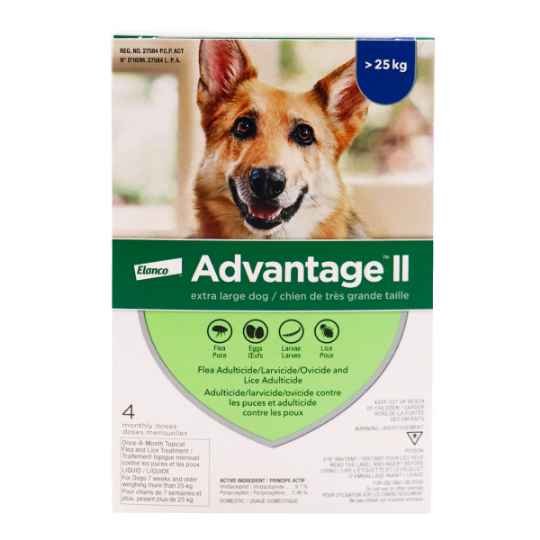 Picture of ADVANTAGE II BLUE 4 x 4ml DOGS OVER 25KG EXTRA LARGE DOG (su12)