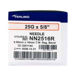 Picture of NEEDLE TERUMO DISPOSABLE 25g x 5/8in - 100's