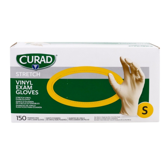 Picture of GLOVES EXAM VINYL CURAD STRETCH SYN/PF SM - 150s