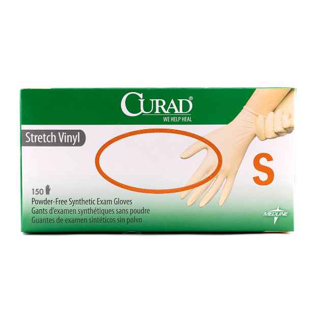 Picture of GLOVES EXAM VINYL CURAD STRETCH SYN/PF SM - 150s