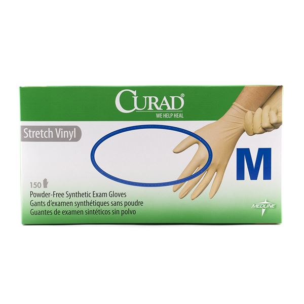Picture of GLOVES EXAM VINYL CURAD STRETCH SYN/PF MED - 150s