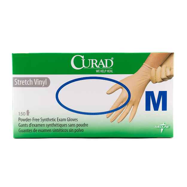 Picture of GLOVES EXAM VINYL CURAD STRETCH SYN/PF MED - 150s